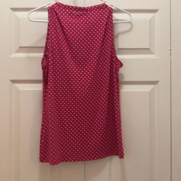 Sleeveless top. Pink with white polka dots. - Picture 2 of 3